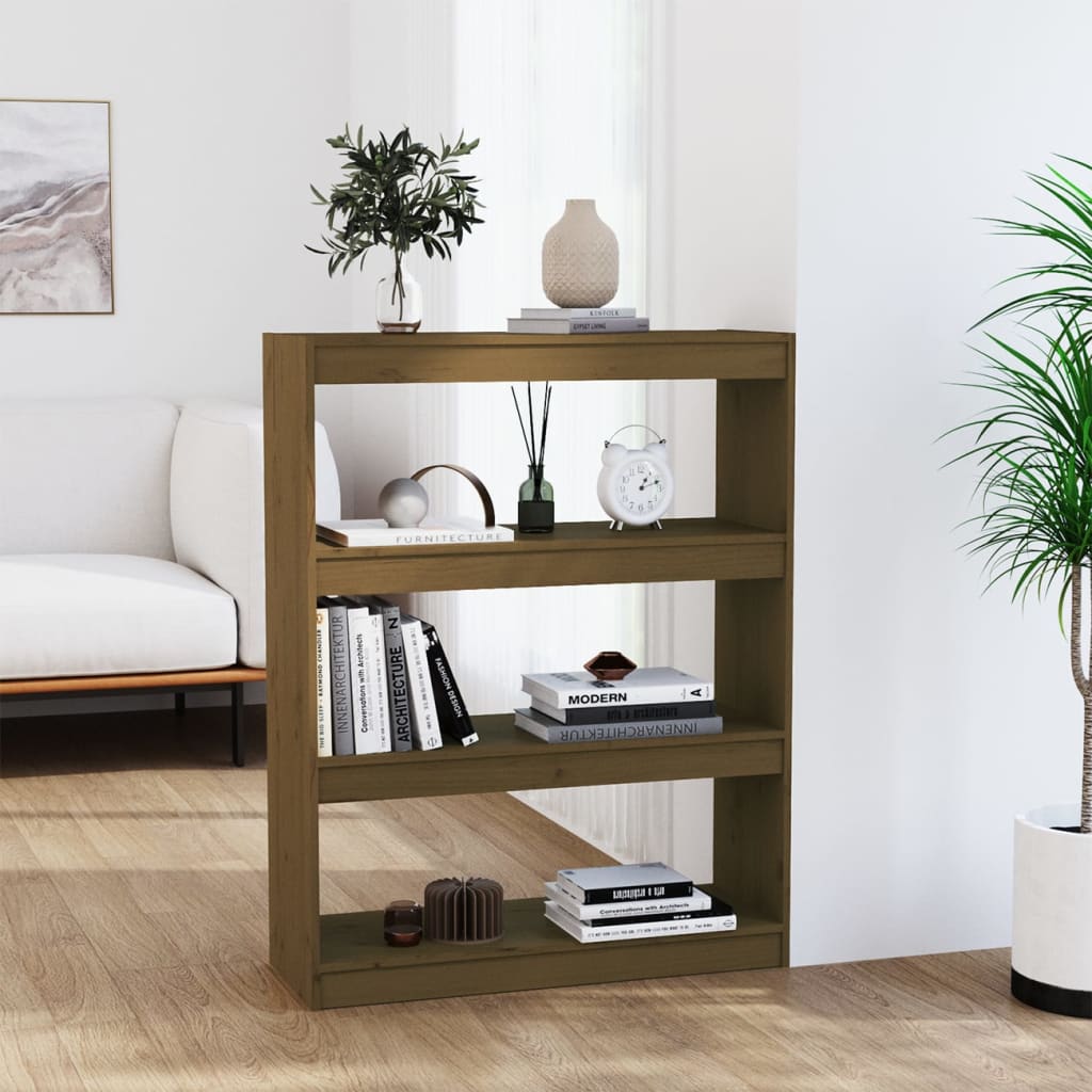 vidaXL Book Cabinet/Room Divider Honey Brown 31.5"x11.8"x40.7" Wood Pine