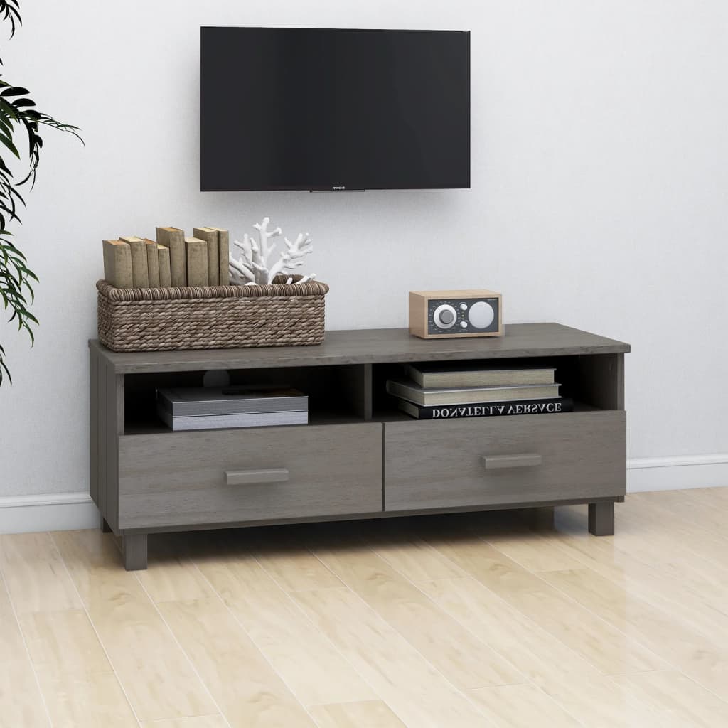 vidaXL TV Stand HAMAR Light Gray 41.7"x15.7"x15.7" Solid Wood Pine