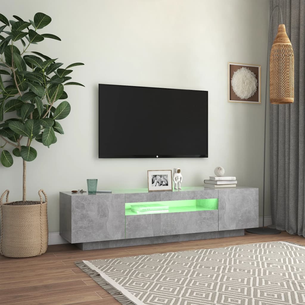 vidaXL TV Cabinet with LED Lights Concrete Gray 63"x13.8"x15.7"
