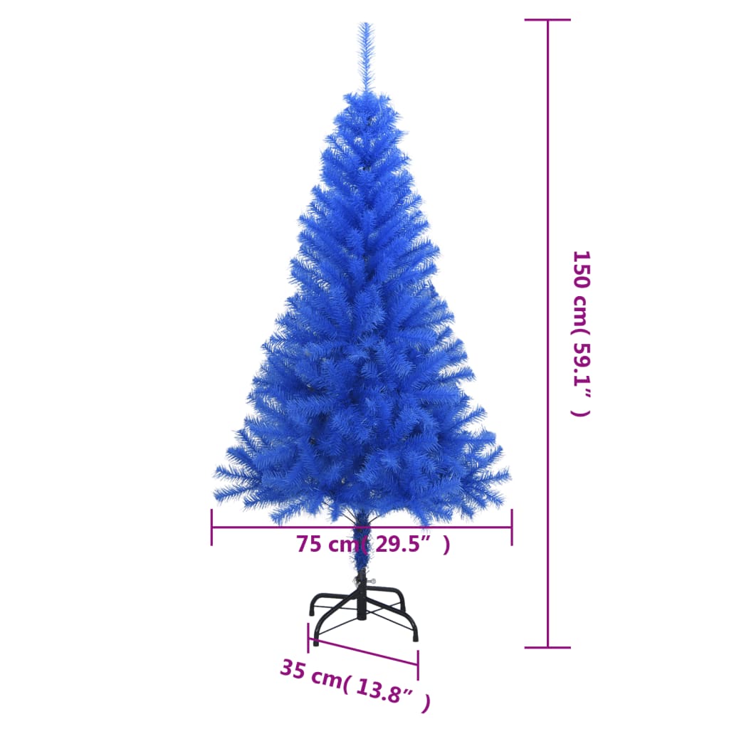 vidaXL Artificial Christmas Tree with Stand Blue 5 ft PVC