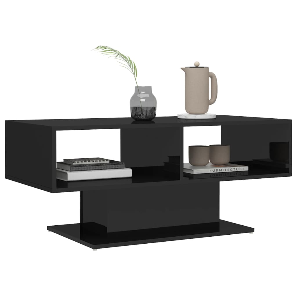 vidaXL Coffee Table High Gloss Black 40.7"x19.7"x17.5" Engineered Wood