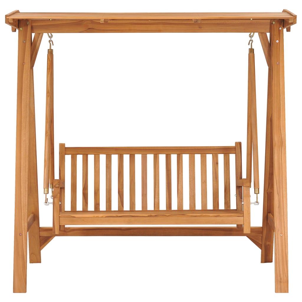 vidaXL Swing Bench with Beige Cushion 66.9" Solid Teak Wood