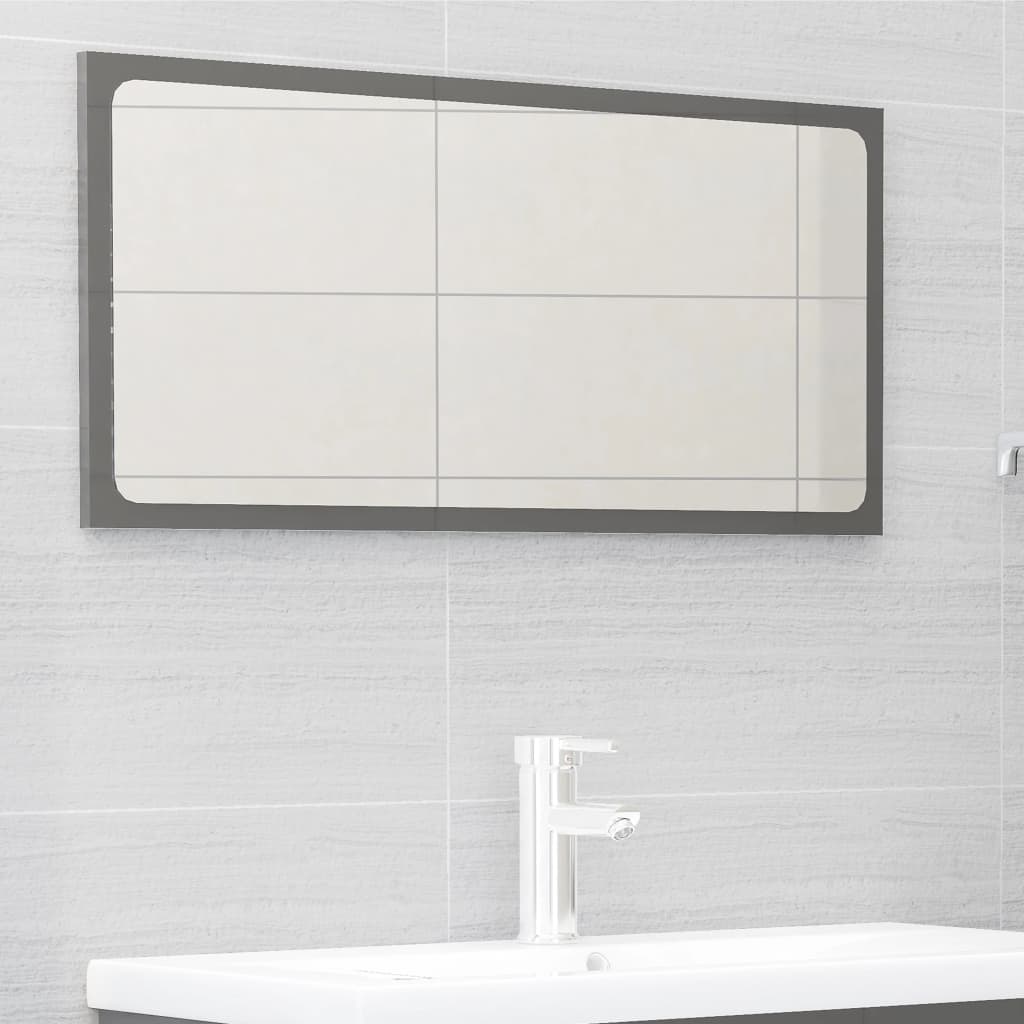 vidaXL 2 Piece Bathroom Furniture Set High Gloss Gray Chipboard