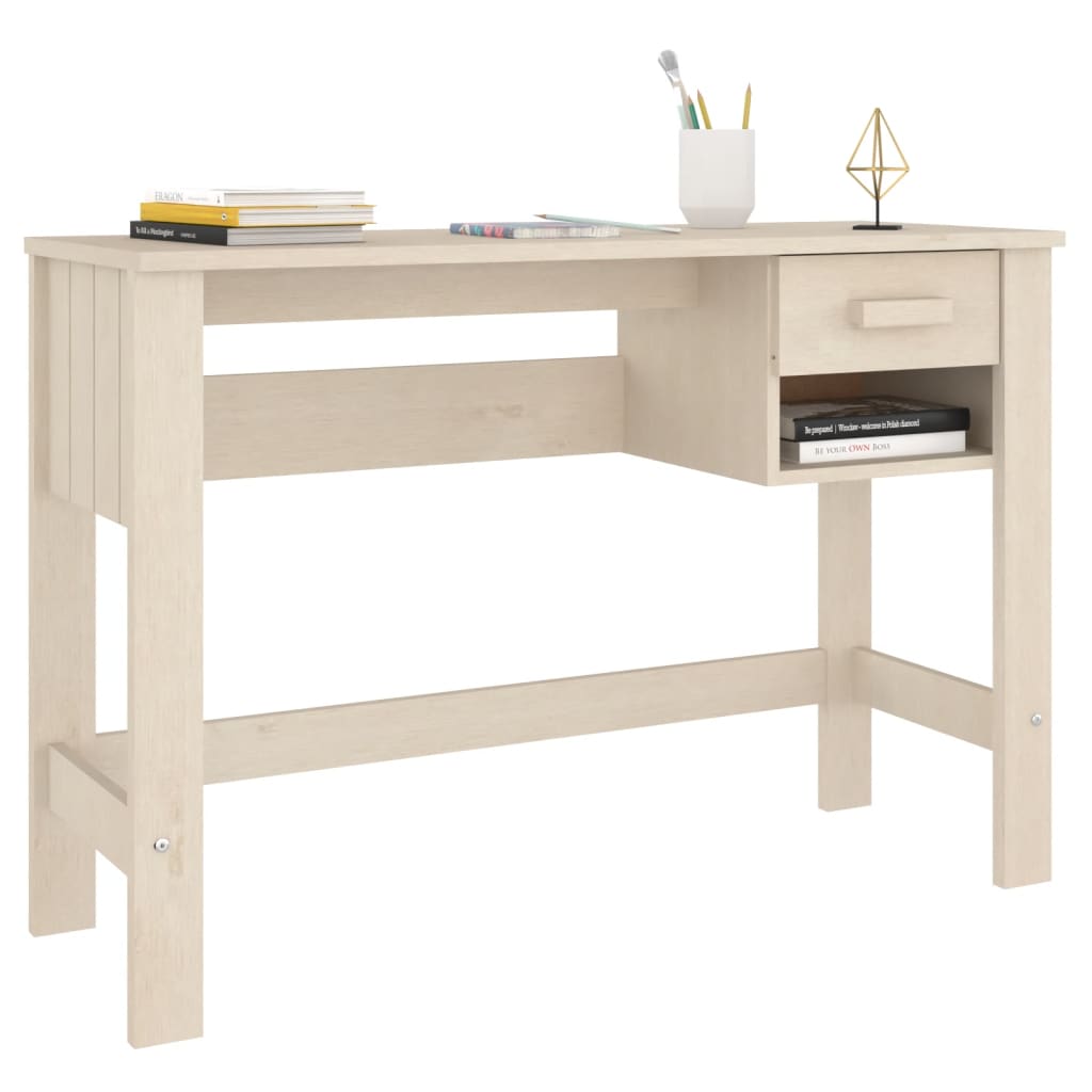 vidaXL Desk Honey Brown 43.3"x15.7"x29.5" Solid Wood Pine