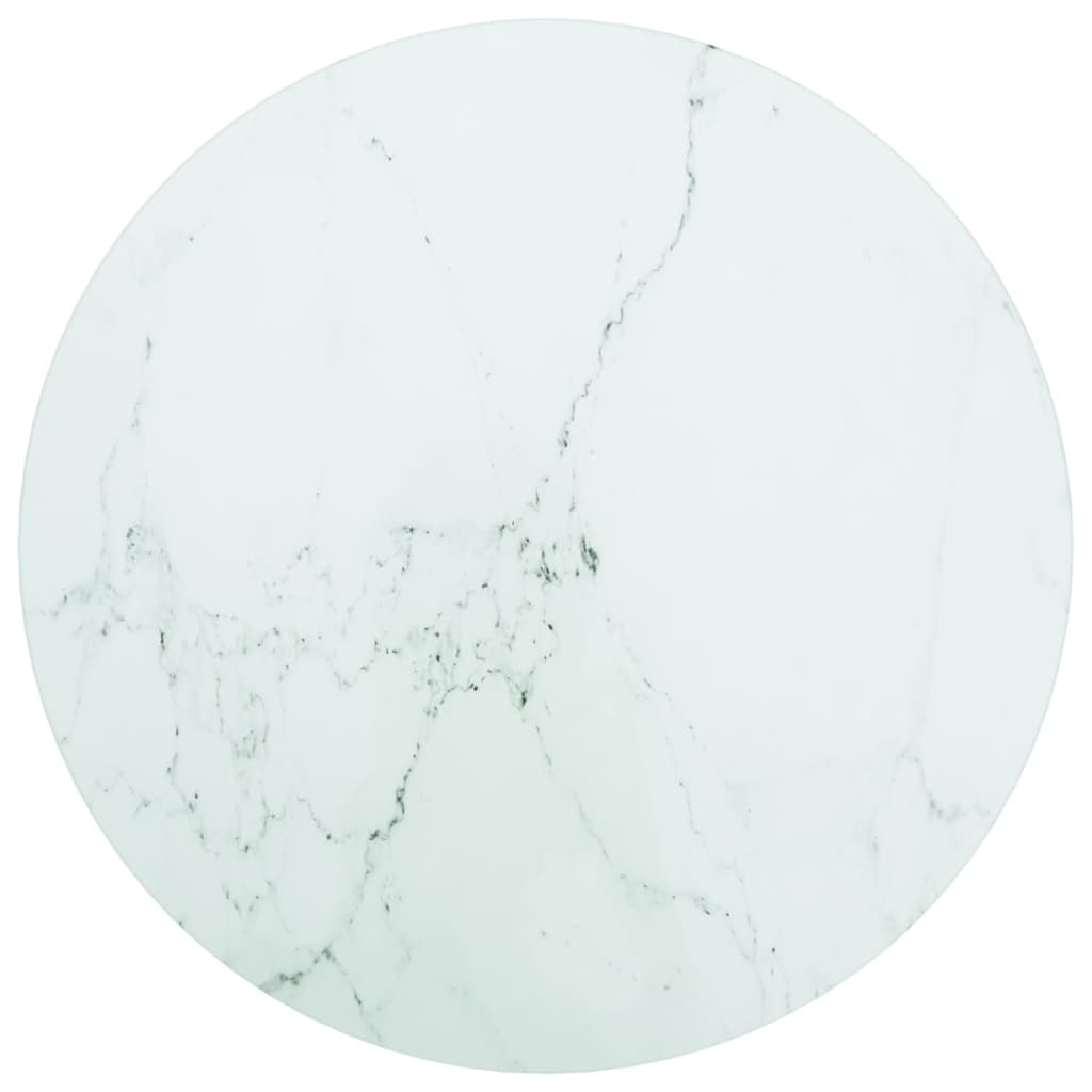 vidaXL Table Top White Ø 15.7"x0.3" Tempered Glass with Marble Design