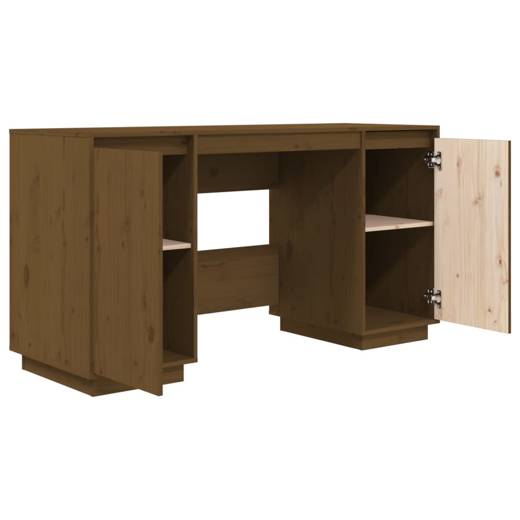 vidaXL Desk Honey Brown 55.1"x19.7"x29.5" Solid Wood Pine