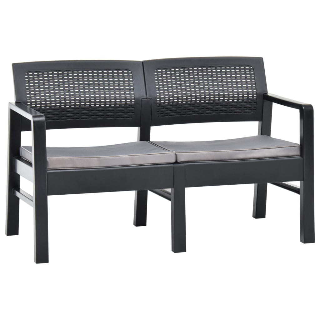 vidaXL 2-Seater Patio Bench with Cushions 47.2" Plastic Anthracite