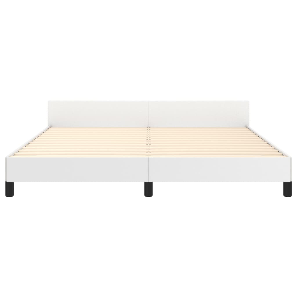 vidaXL Bed Frame with Headboard White 59.8"x79.9" Queen Faux Leather