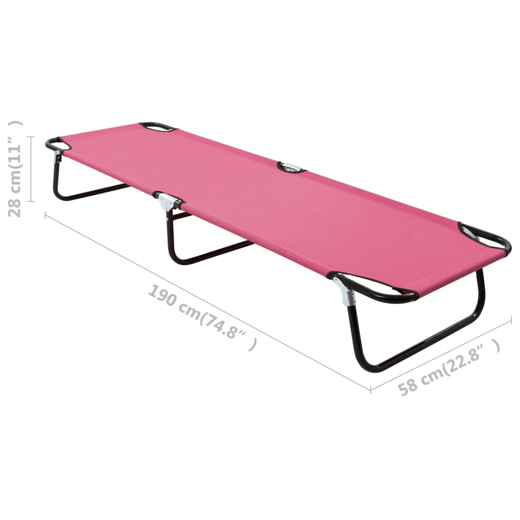 vidaXL Folding Sun Lounger Steel Pink