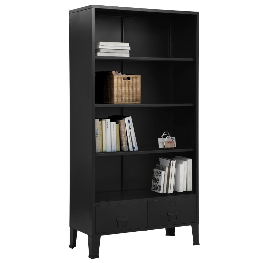 vidaXL Bookshelf Industrial Black 35.4"x15.7"x70.9" Steel