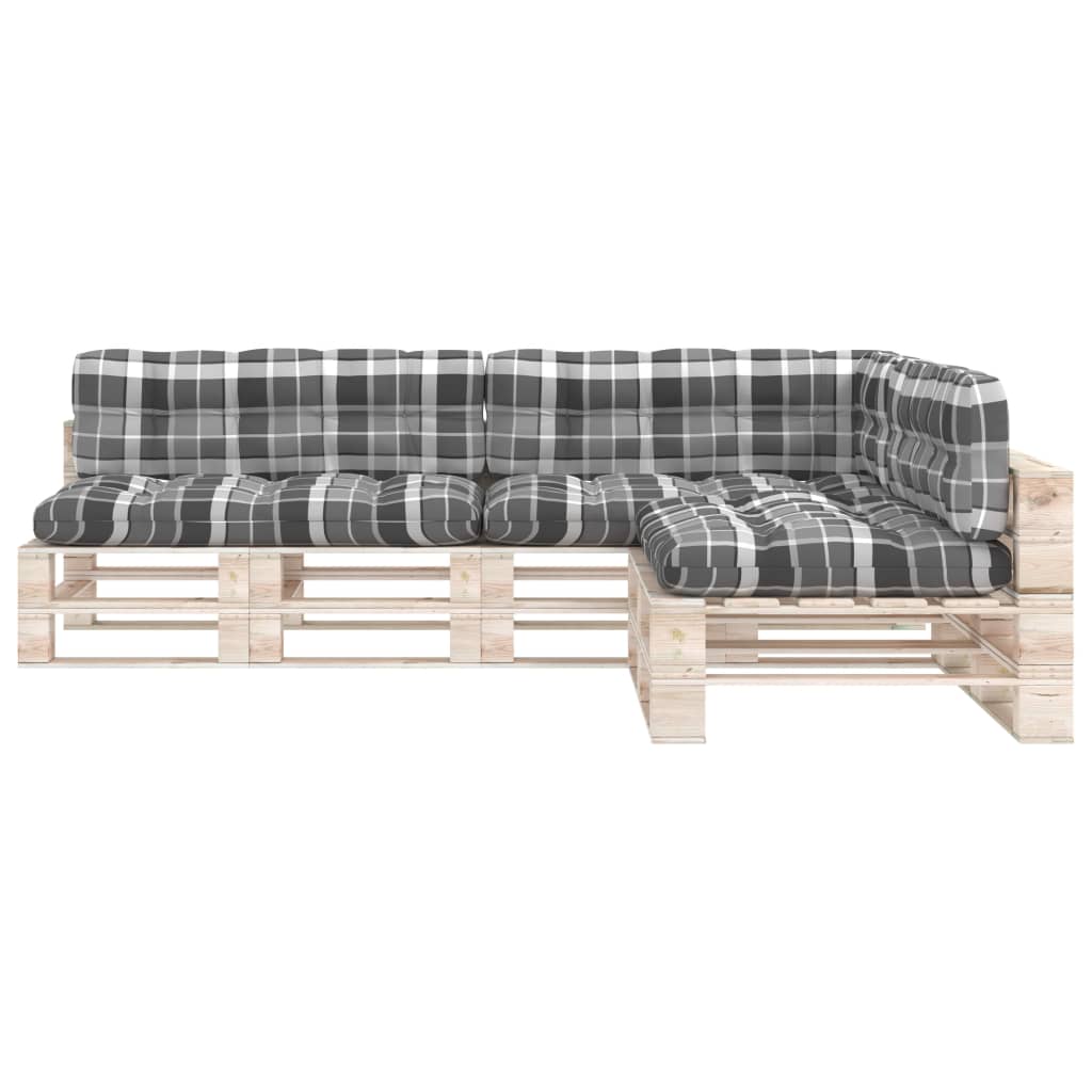 vidaXL Pallet Sofa Cushions 7 pcs Gray Check Pattern