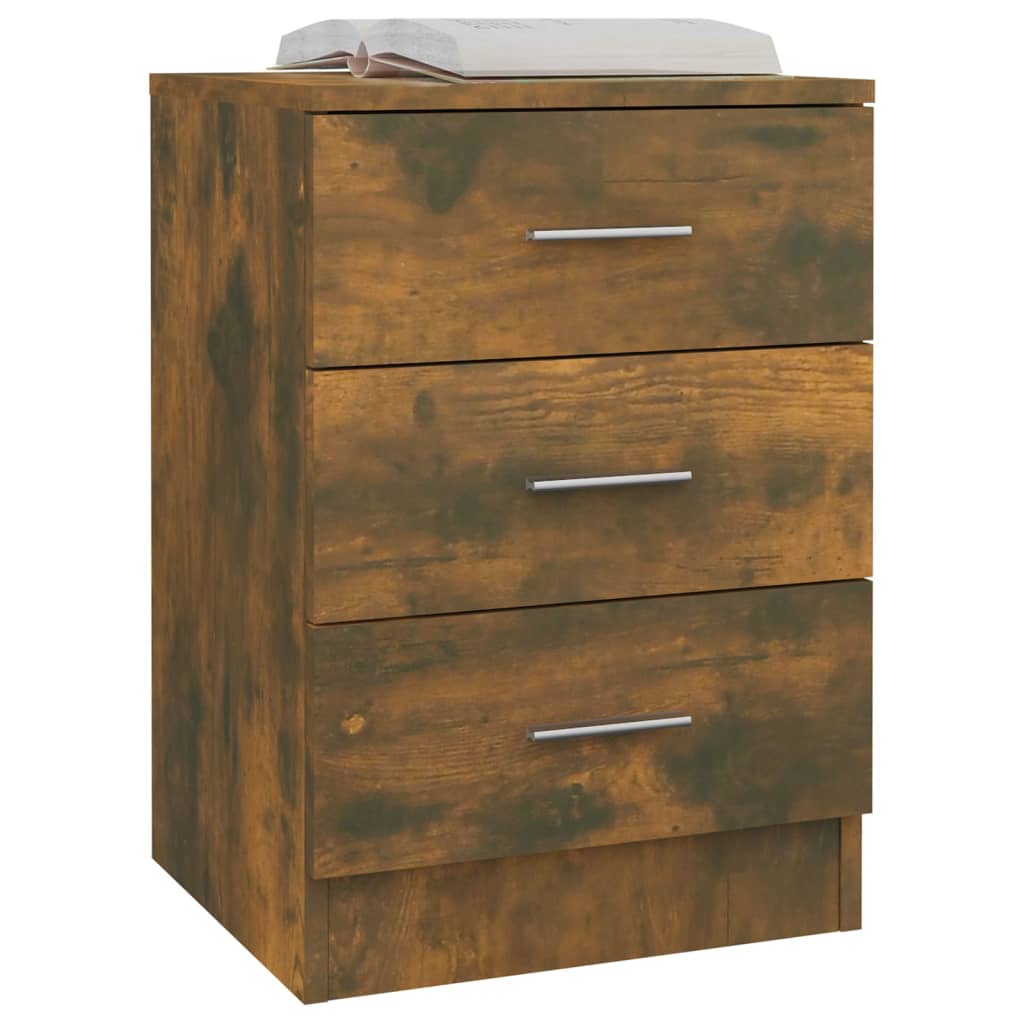 vidaXL Bedside Cabinets 2 pcs Smoked Oak 15"x13.8"x22" Engineered Wood