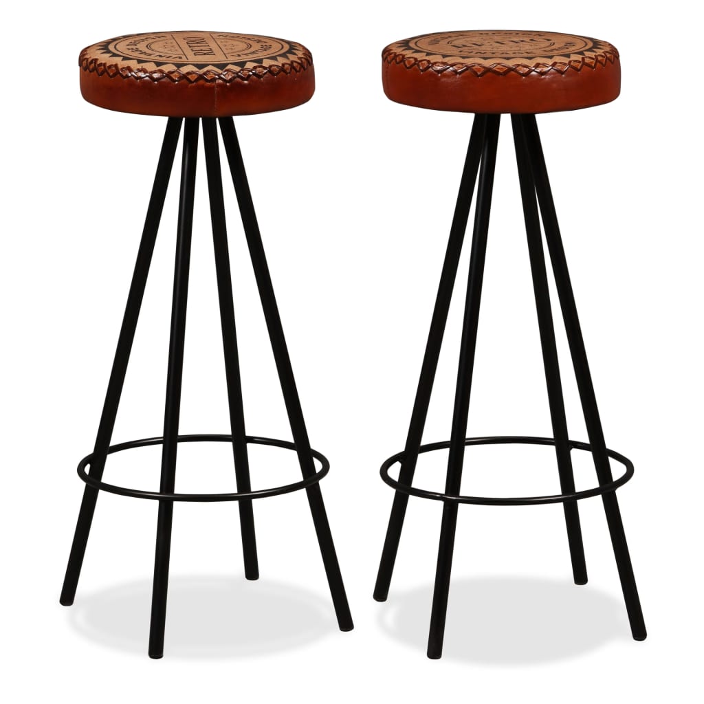 vidaXL Bar Stools 2 pcs Real Leather