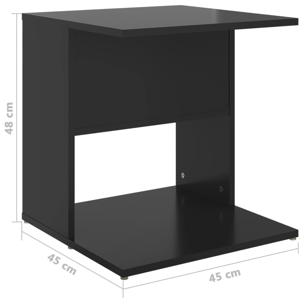vidaXL Side Table High Gloss Black 17.7"x17.7"x18.9" Engineered Wood