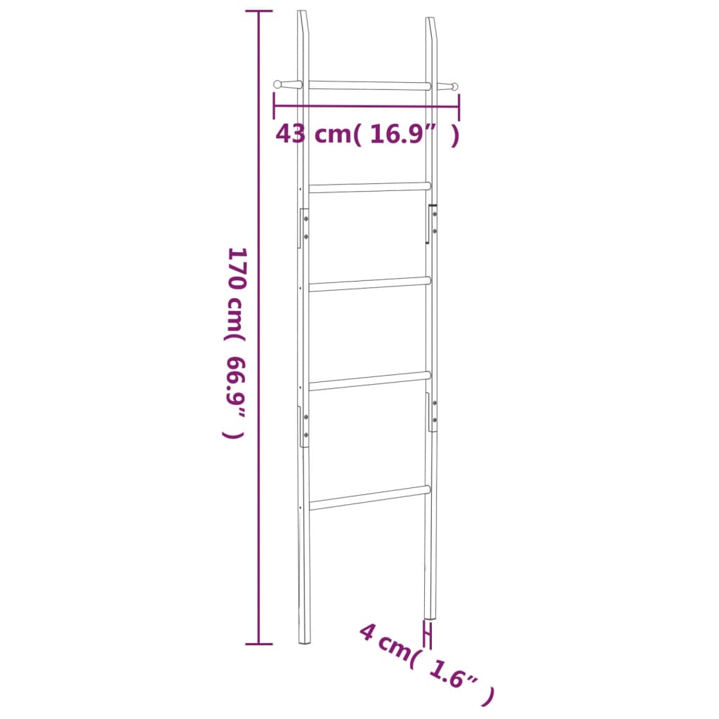 vidaXL Towel Ladder 66.9" Solid Wood Walnut
