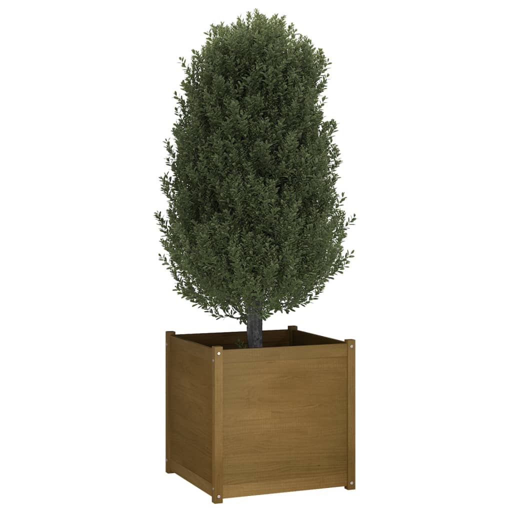 vidaXL Garden Planter Honey Brown 27.6"x27.6"x27.6" Solid Wood Pine