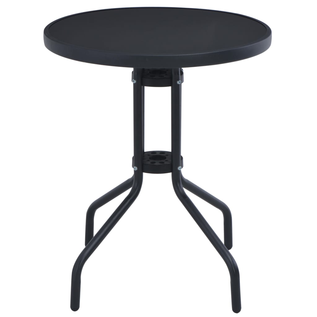 vidaXL Patio Table Black 31.5" Steel and Glass