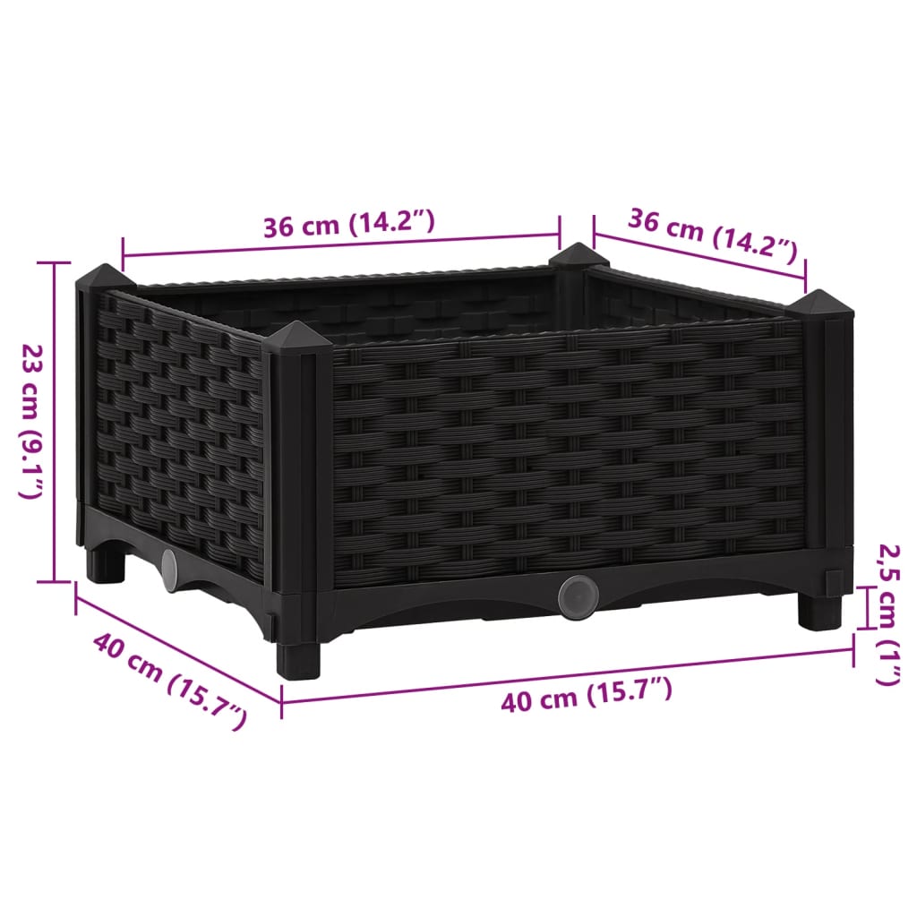 vidaXL Raised Bed 15.7"x15.7"x9.1" Polypropylene