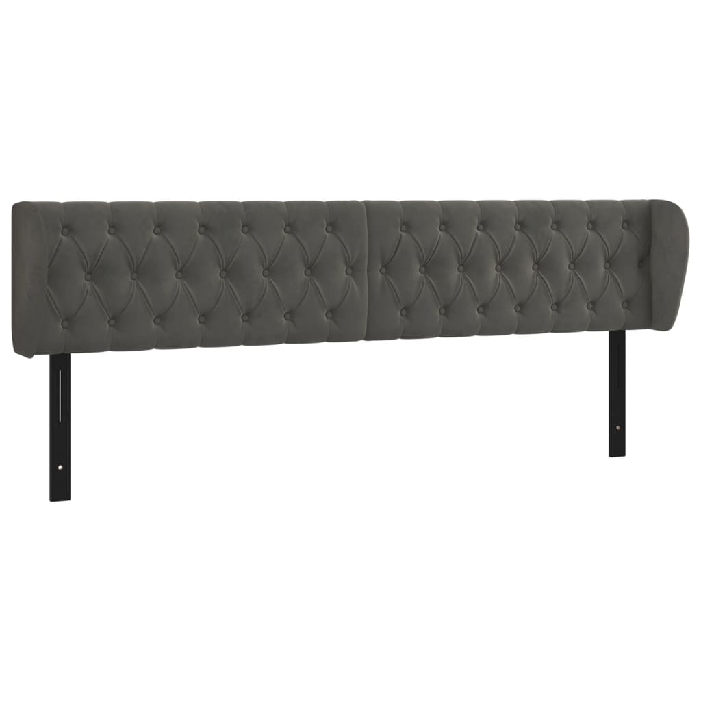 vidaXL Headboard with Ears Dark Gray 72"x9.1"x30.7"/34.6" Velvet