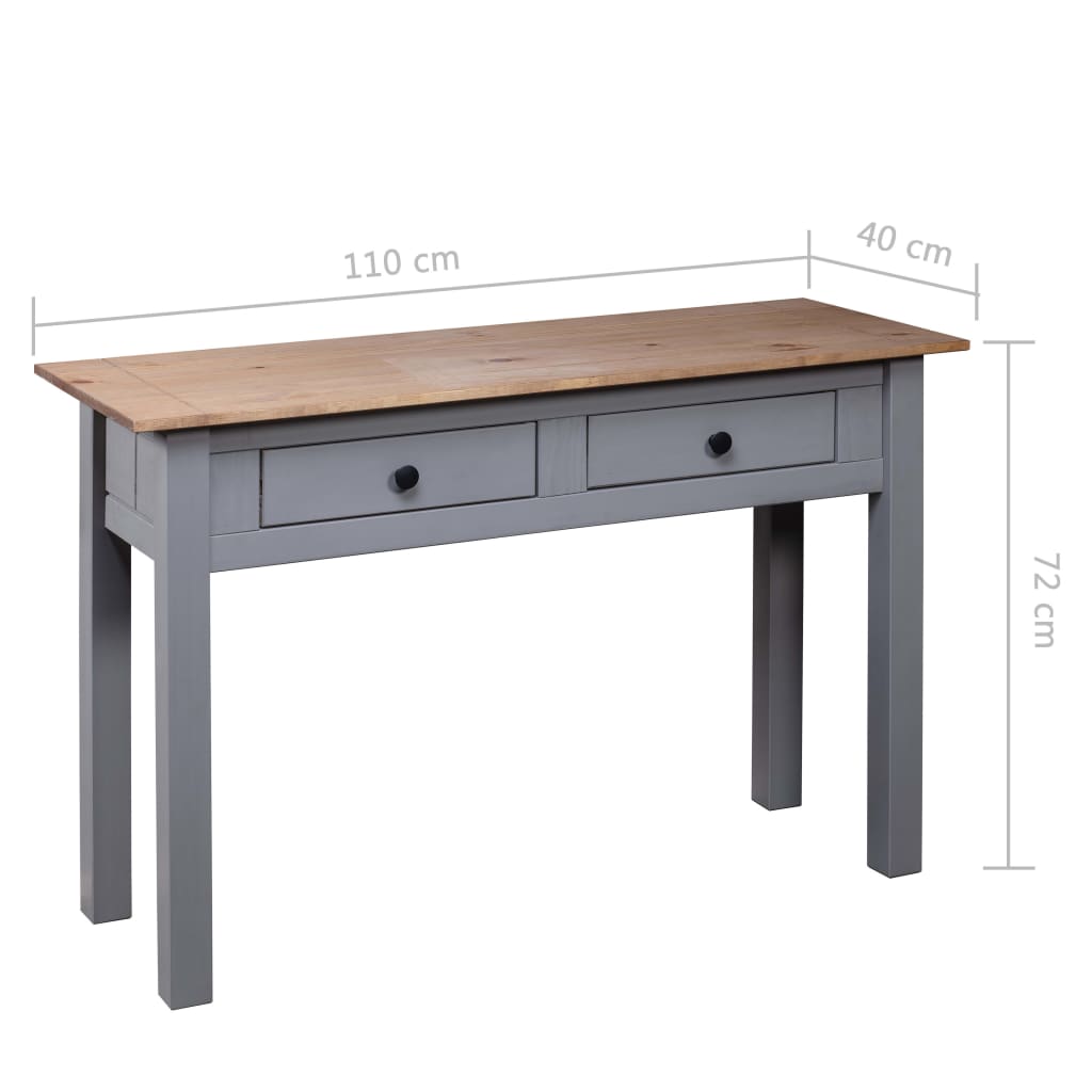 vidaXL Console Table Gray 43.3"x15.7"x28.3" Solid Pine Wood Panama Range
