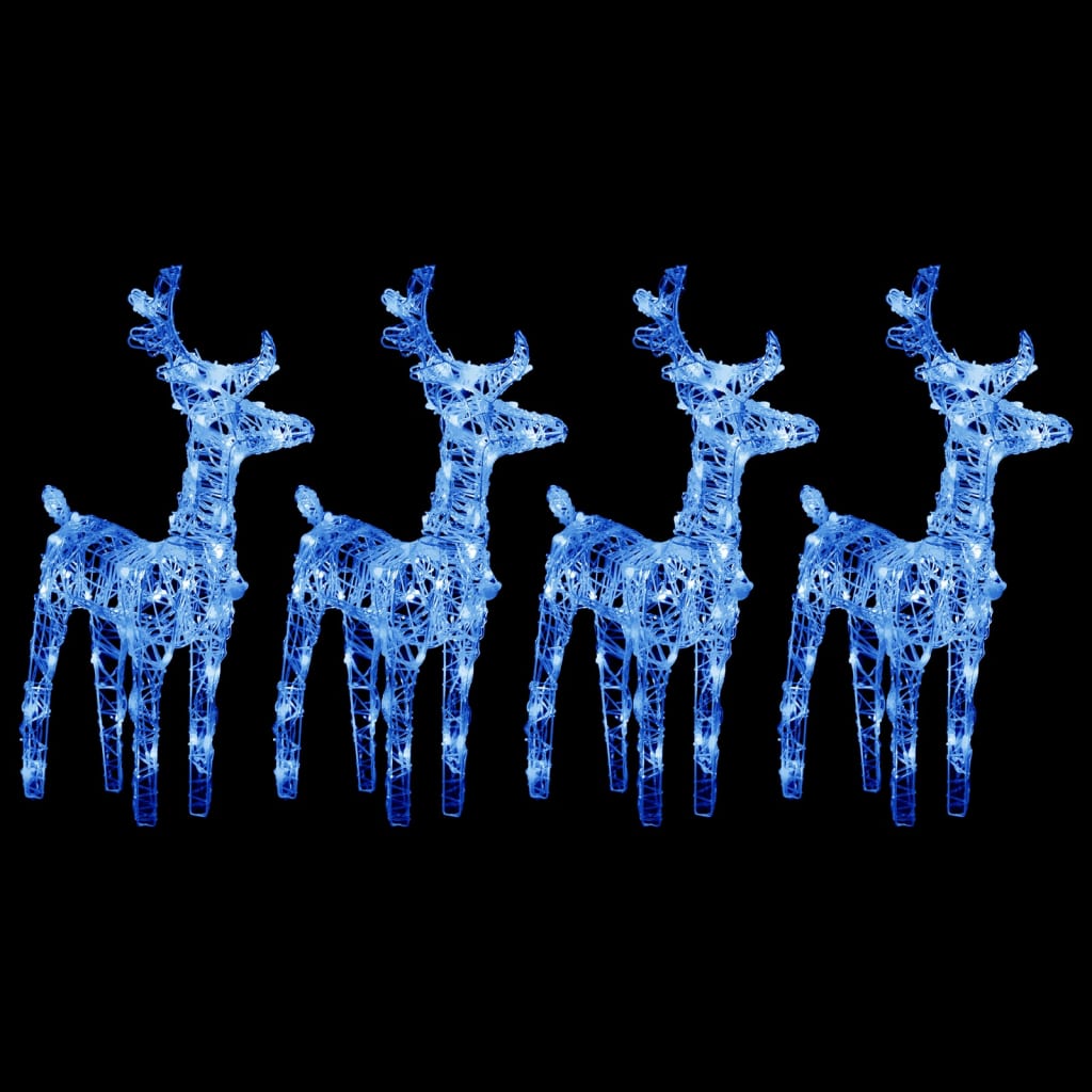 vidaXL Christmas Reindeers 4 pcs Blue 160 LEDs Acrylic