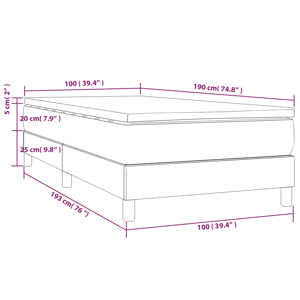 vidaXL Box Spring Bed with Mattress Dark Gray 39.4"x74.8" Twin Fabric