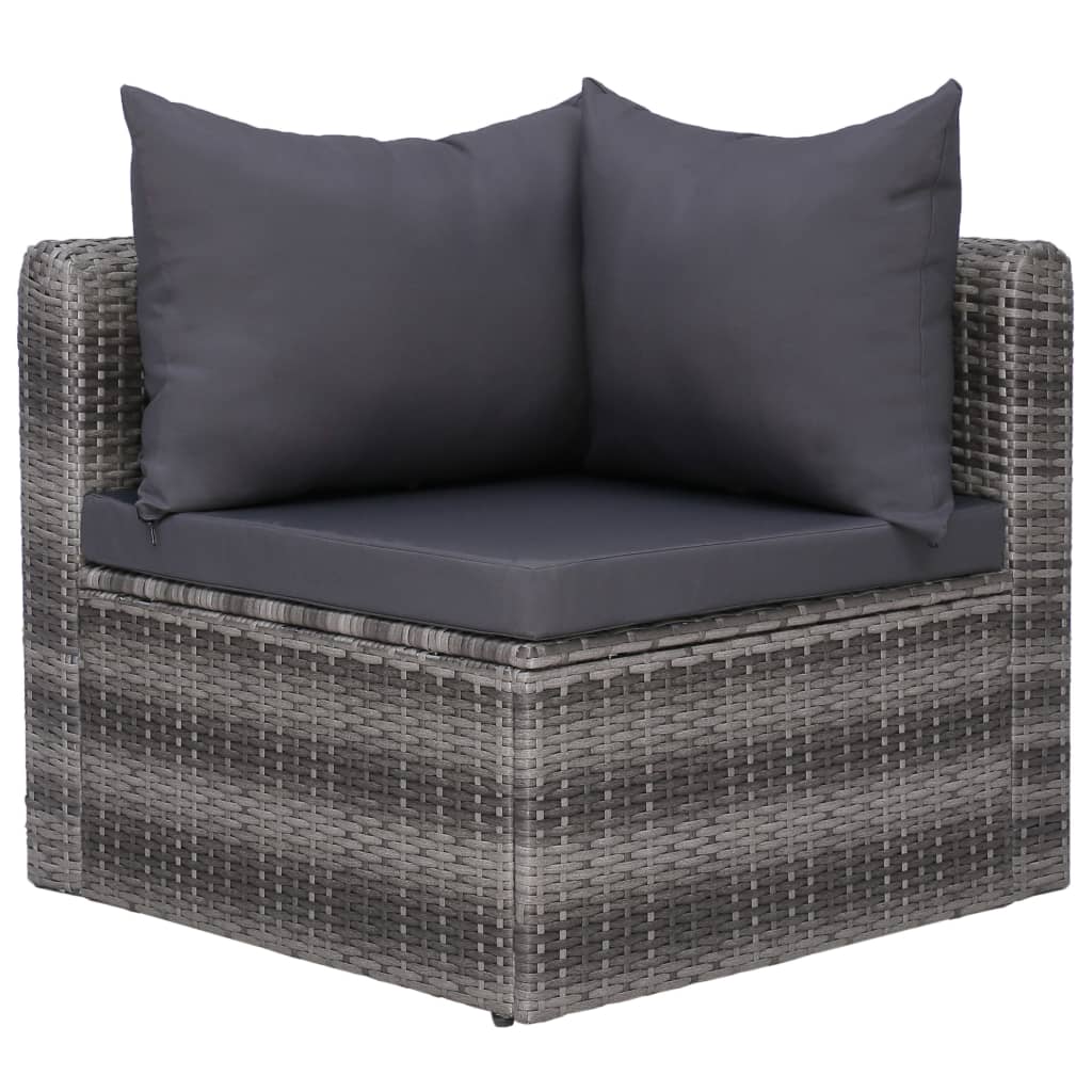 vidaXL 5 Piece Patio Sofa Set with Cushions & Pillows Poly Rattan Gray