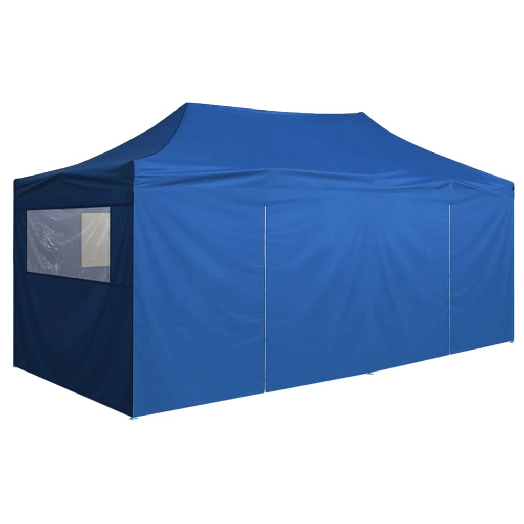 vidaXL Professional Folding Party Tent with 4 Sidewalls 118.1"x236.2" Steel Blue