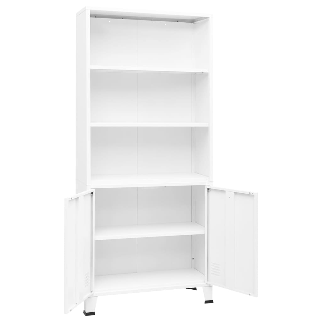 vidaXL Industrial Bookshelf White 31.5"x12.6"x70.9" Steel
