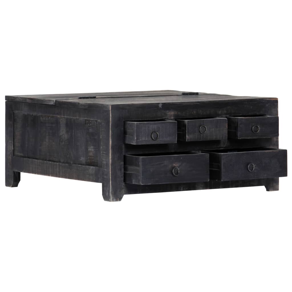 vidaXL Coffee Table Black 25.6"x25.6"x11.8" Solid Mango Wood