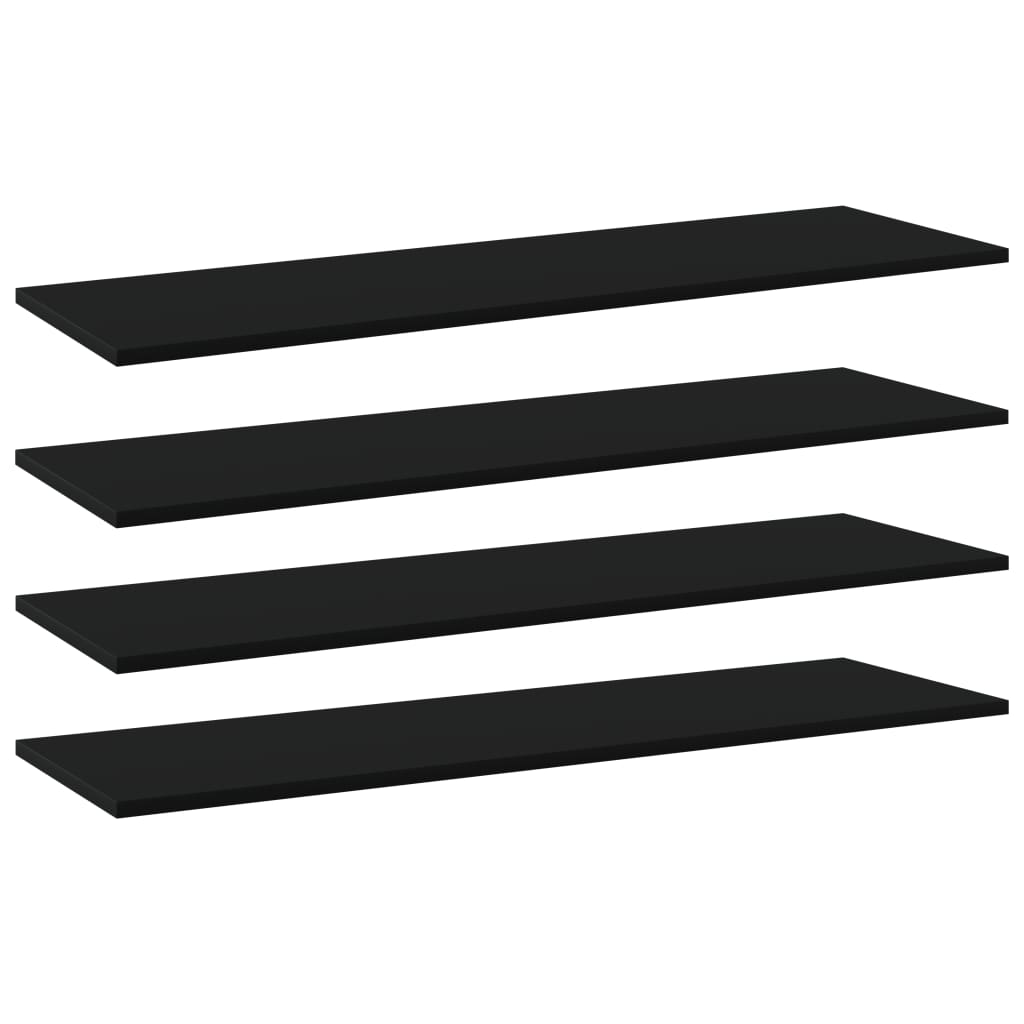 vidaXL Bookshelf Boards 4 pcs Black 39.4"x11.8"x0.6" Chipboard
