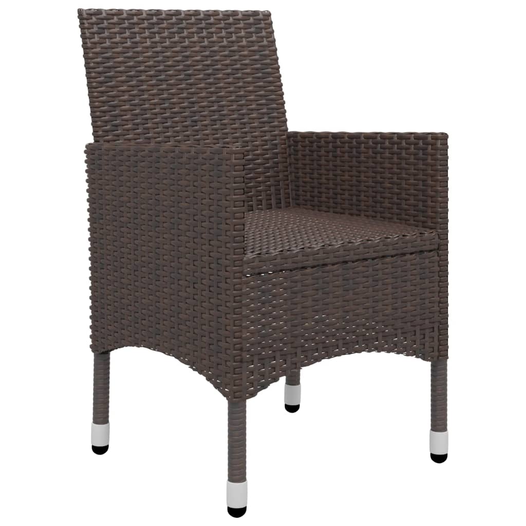 vidaXL 3 Piece Patio Bistro Set Poly Rattan and Tempered Glass Brown