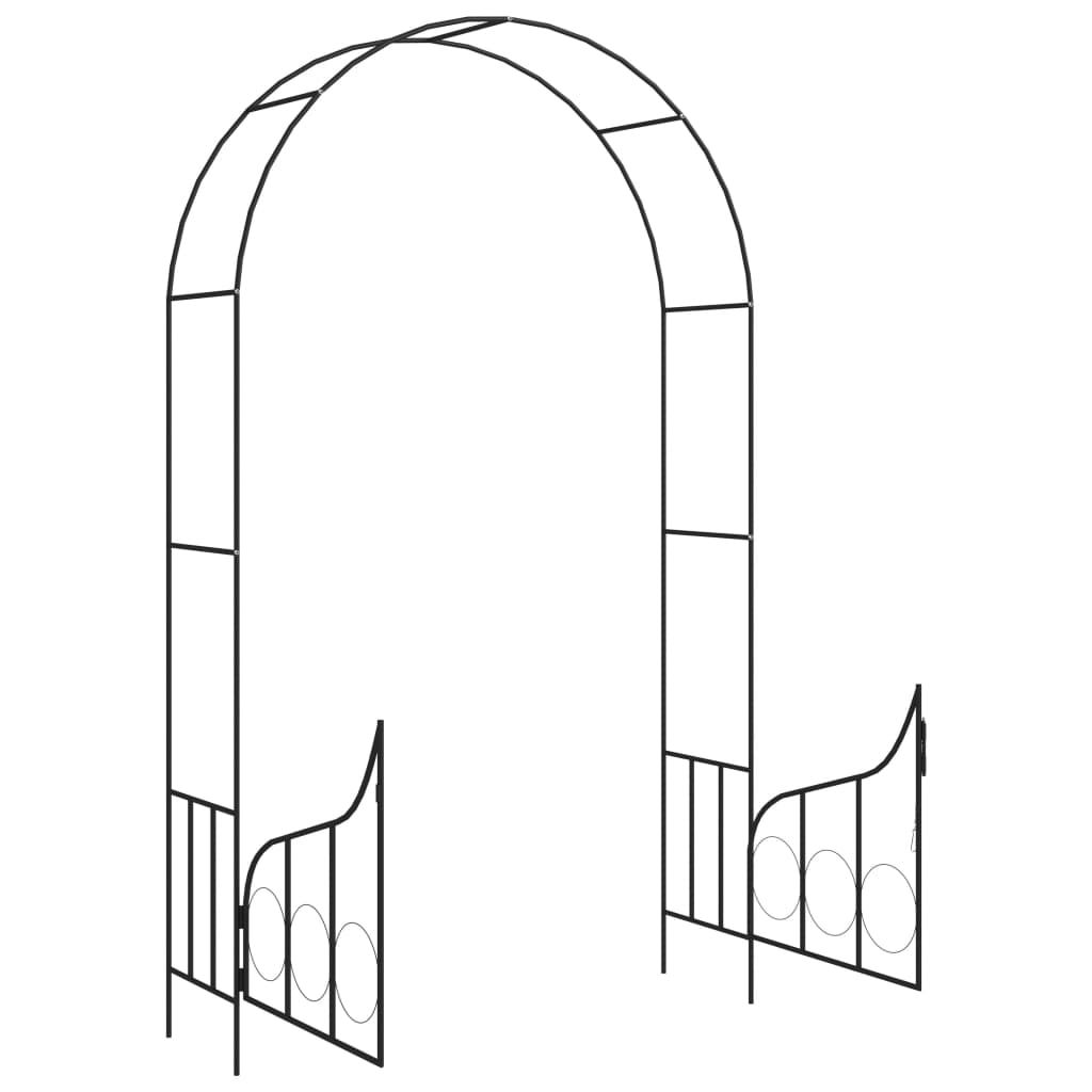 vidaXL Garden Arch with Gate Black 54.3"x15.7"x93.7" Iron
