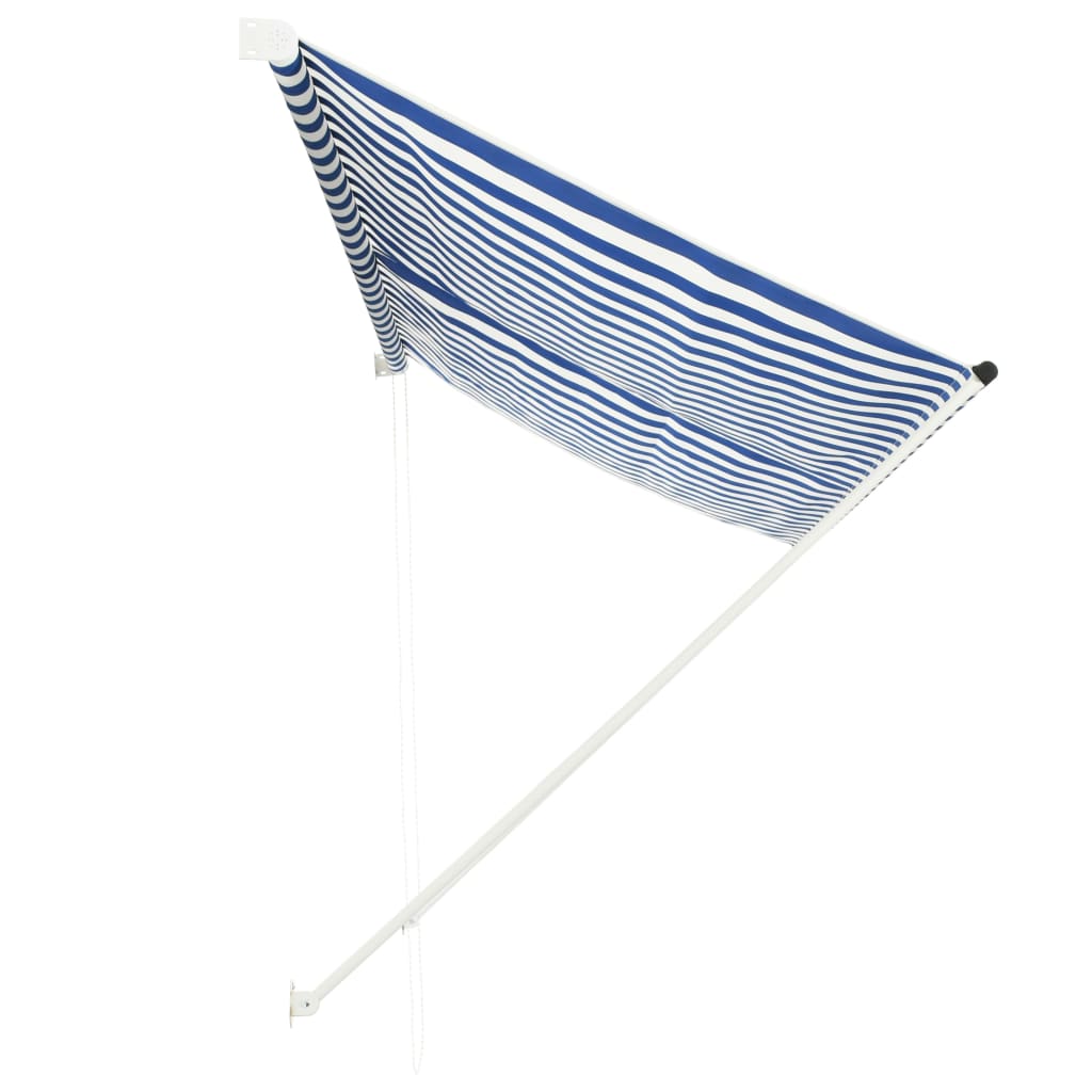 vidaXL Retractable Awning 118.1"x59.1" Blue and White