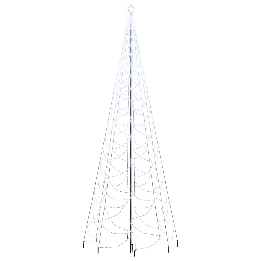 vidaXL Christmas Tree with Metal Post 1400 LEDs Cold White 16.4'