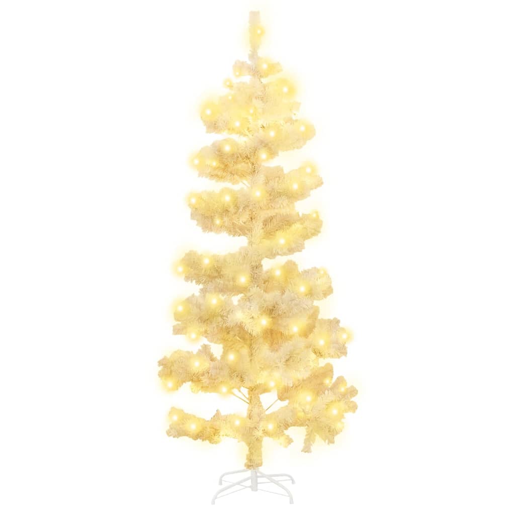 vidaXL Swirl Christmas Tree with Stand and LEDs White 6 ft PVC