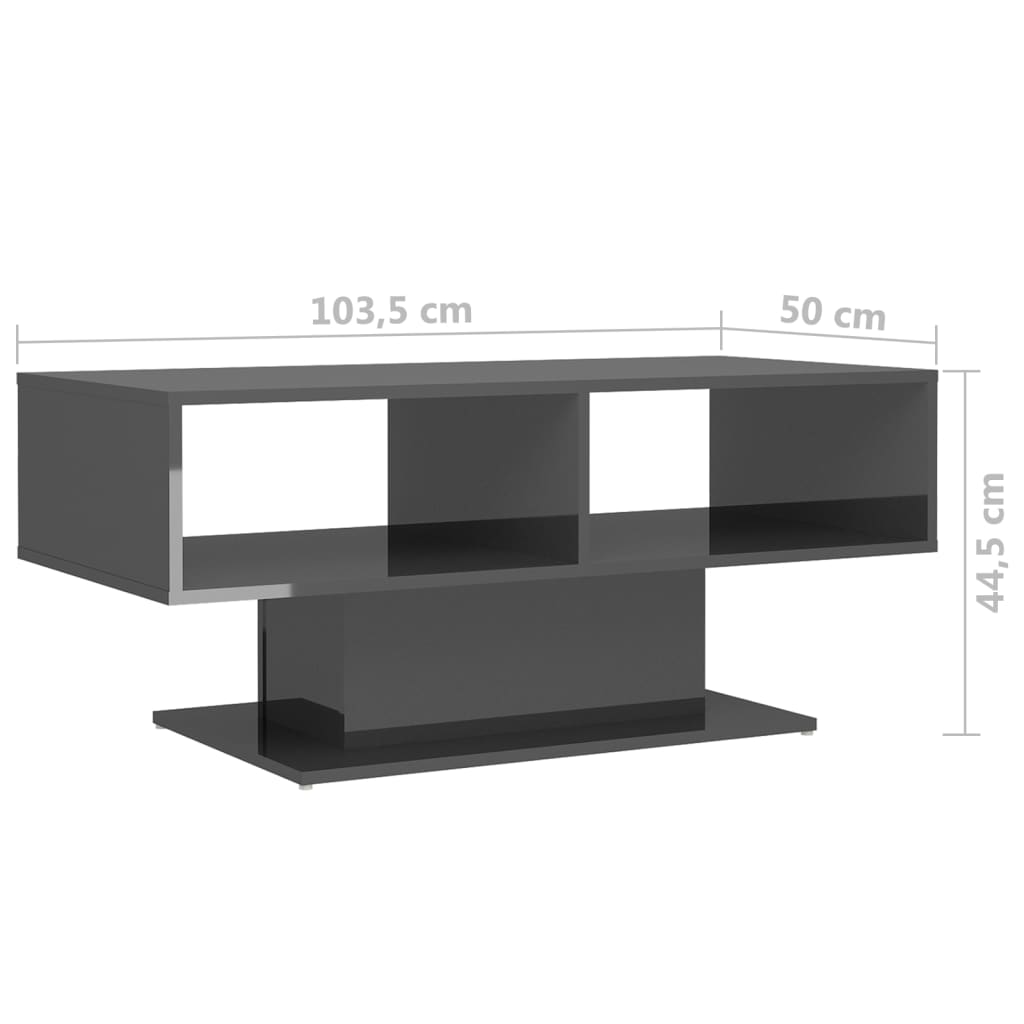 vidaXL Coffee Table High Gloss Gray 40.7"x19.7"x17.5" Engineered Wood