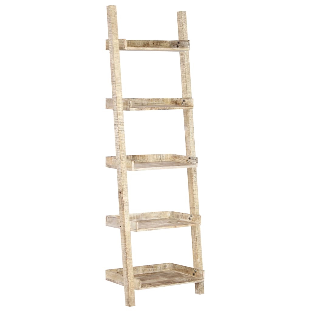 vidaXL Ladder Shelf White 29.5"x14.6"x80.7" Solid Mango Wood