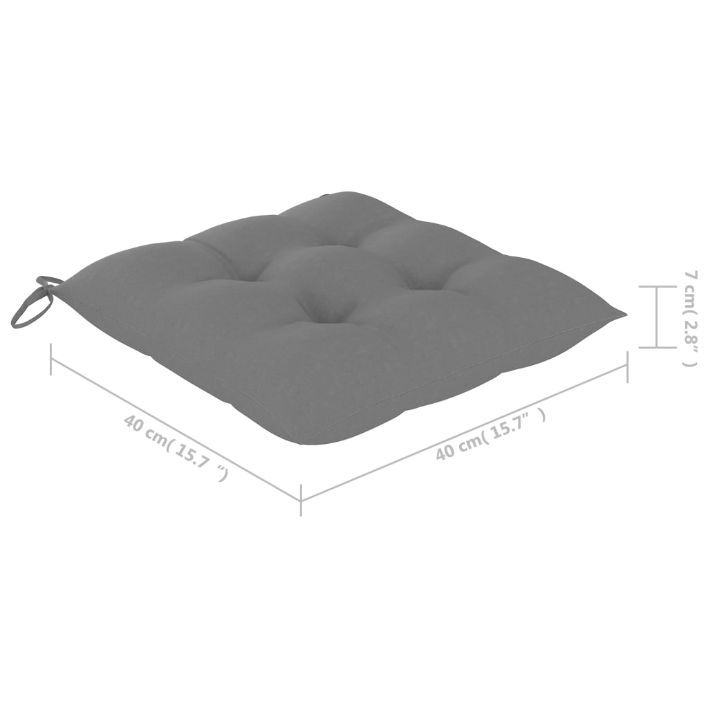 vidaXL 3 Piece Bistro Set with Gray Cushions Solid Teak Wood