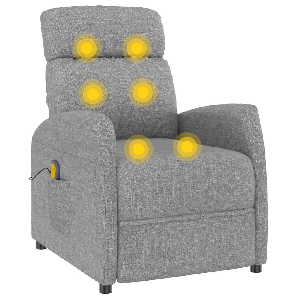 vidaXL Massage Reclining Chair Light Gray Fabric