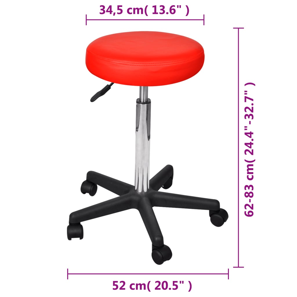 vidaXL Office Stool Red Faux Leather
