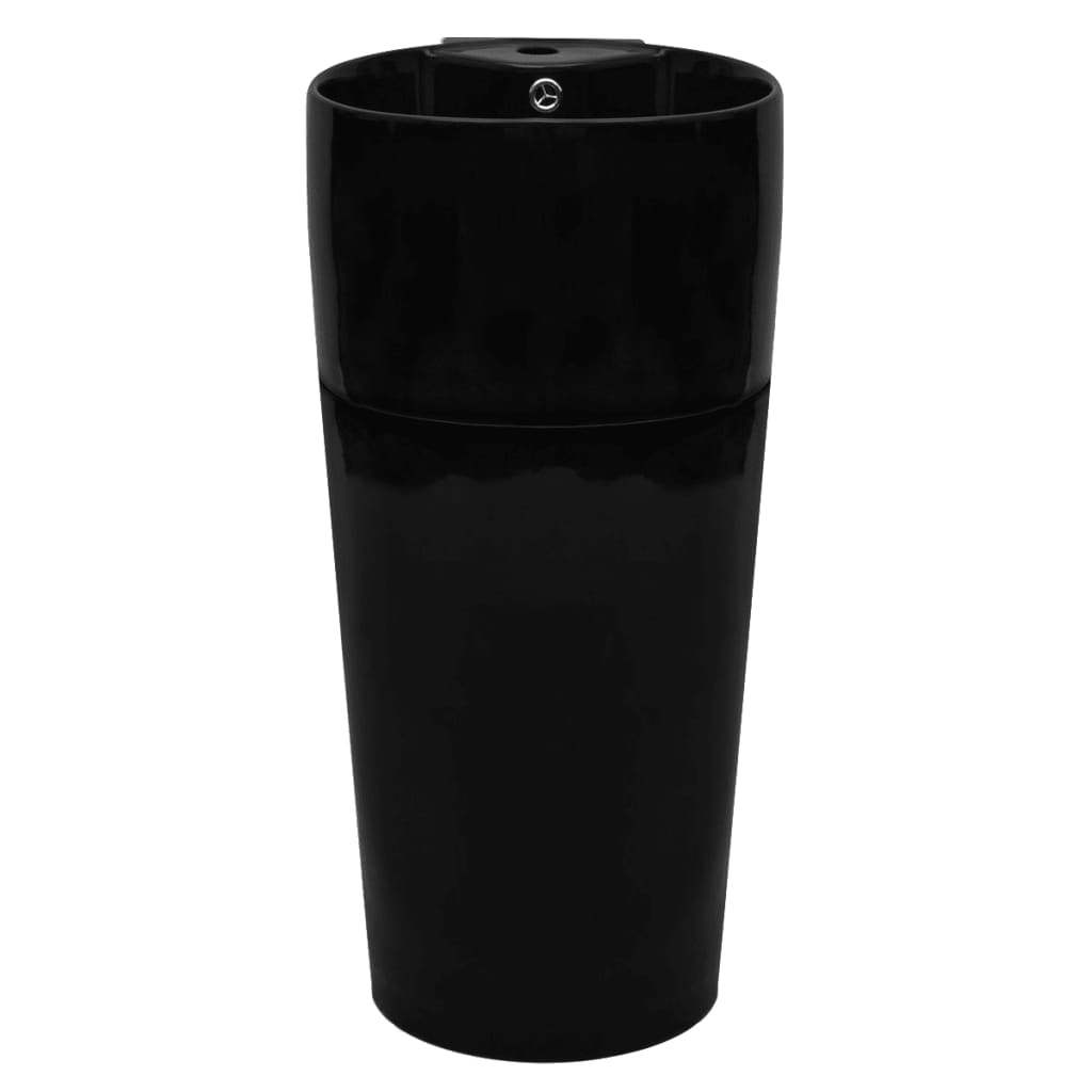 vidaXL Bathroom Basin Ceramic Black 15.7"x16.3"x33.9"