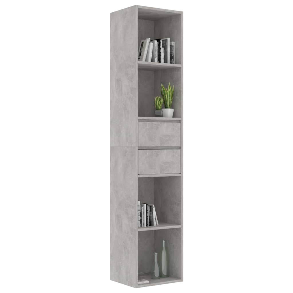 vidaXL Book Cabinet Concrete Gray 14.2"x11.8"x67.3" Engineered Wood