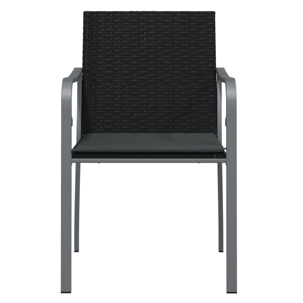 vidaXL Patio Chairs with Cushions 2 pcs Black 22"x23.2"x33.1" Poly Rattan