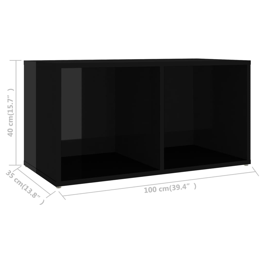 vidaXL TV Stand High Gloss Black 28.3"x13.8"x14.4" Engineered Wood