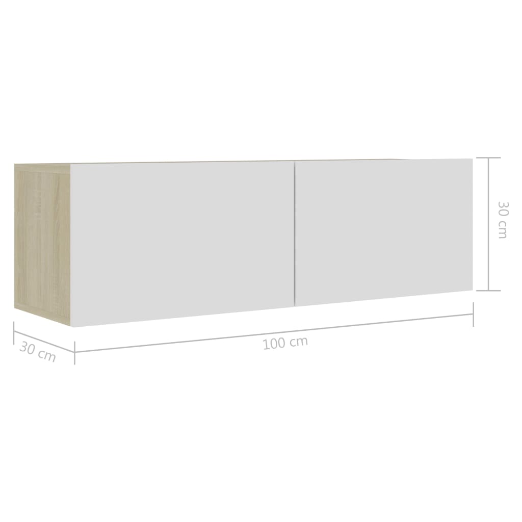 vidaXL TV Cabinet White and Sonoma Oak 39.4"x11.8"x11.8" Engineered Wood