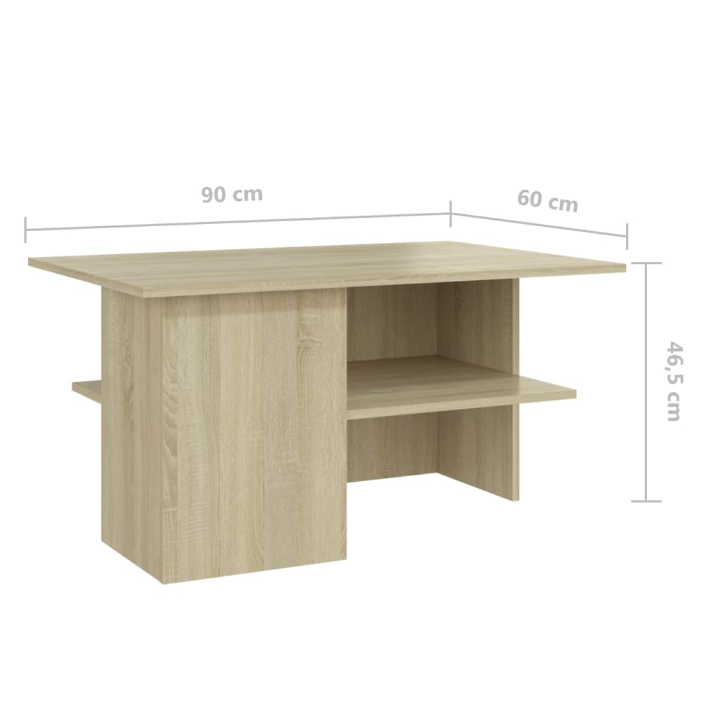 vidaXL Coffee Table Sonoma Oak 35.4"x23.6"x18.3" Engineered Wood