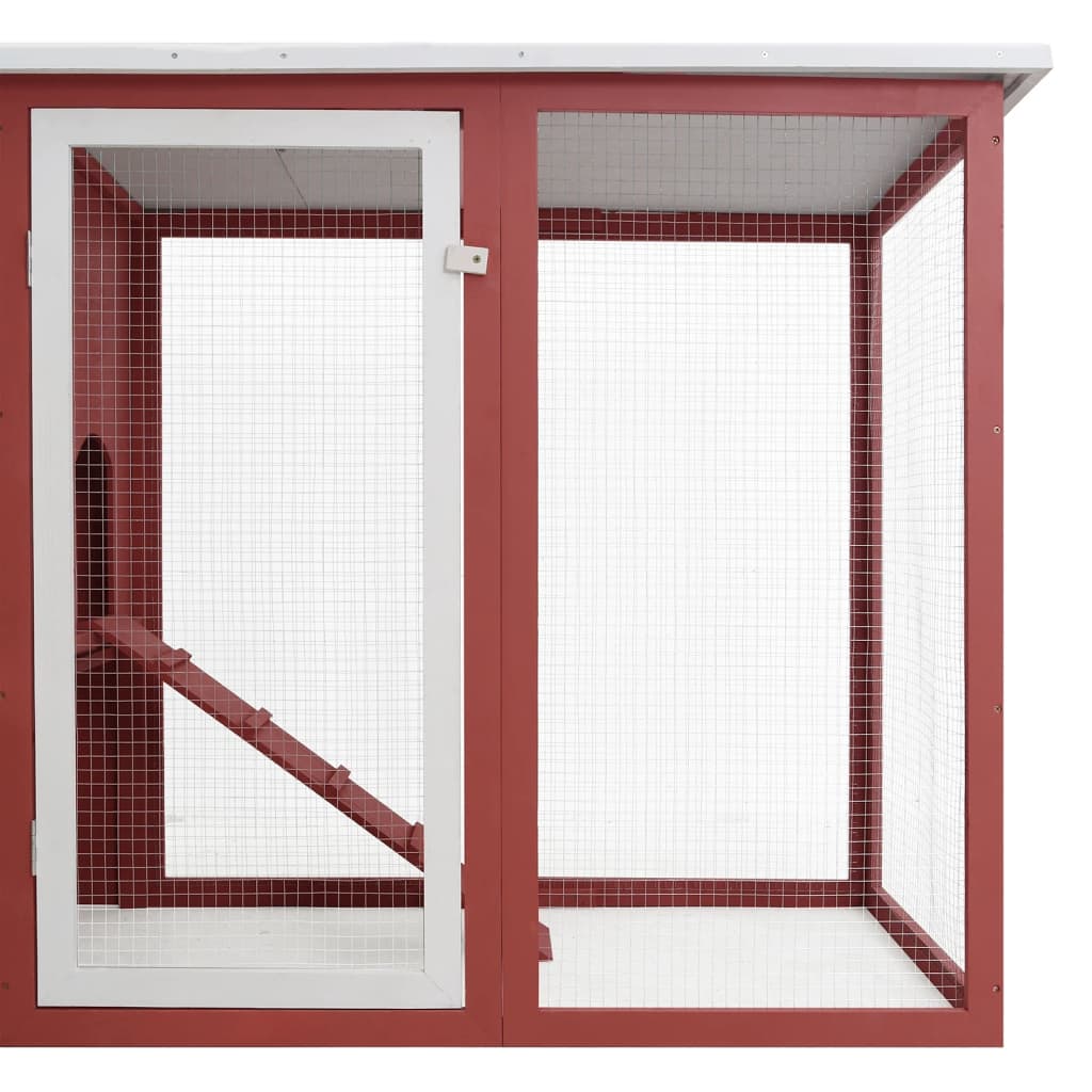 vidaXL Outdoor Chicken Cage Hen House with 1 Egg Cage Red Wood