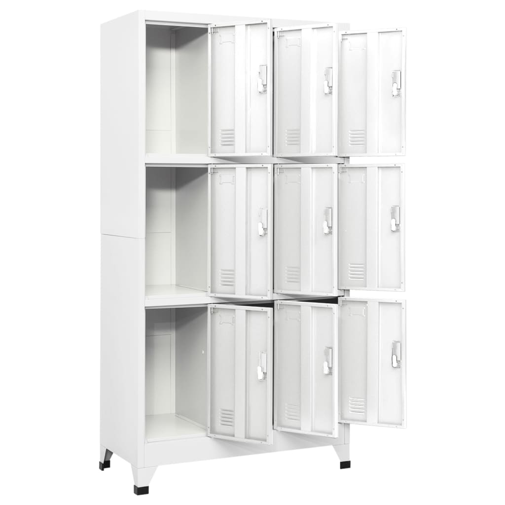 vidaXL Locker Cabinet with 9 Compartments Steel 35.4"x17.7"x70.9" Gray