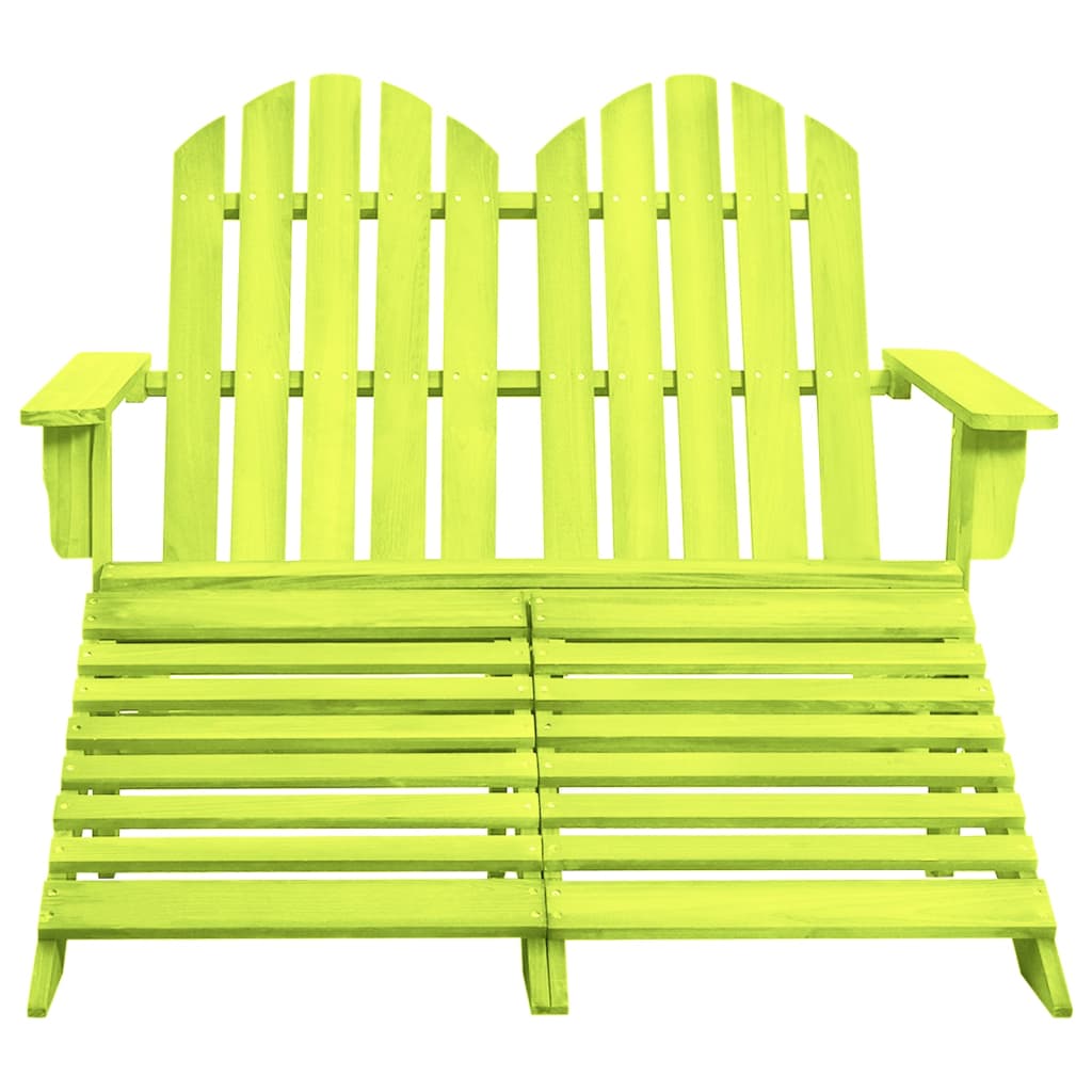 vidaXL 2-Seater Patio Adirondack Chair&Ottoman Fir Wood Green